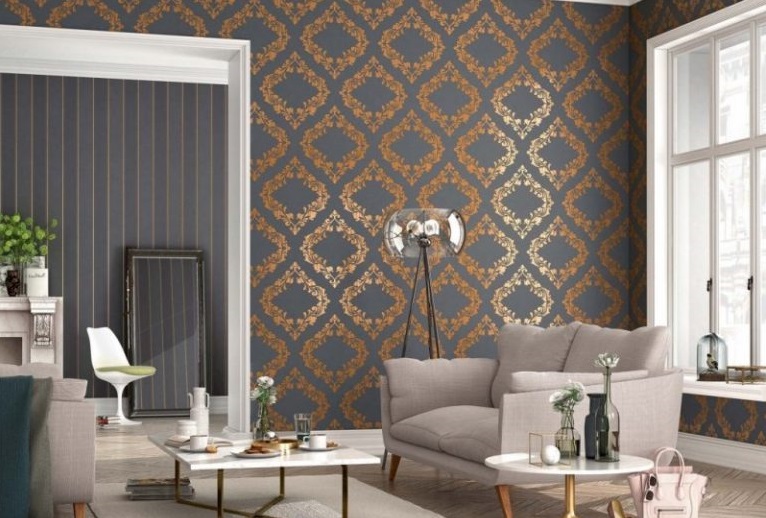 Комбинирование обоев фактуры